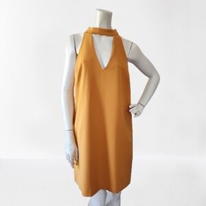 Lucy Paris Dress Womens L Marigold Sleeveless Choker Sheath NEW